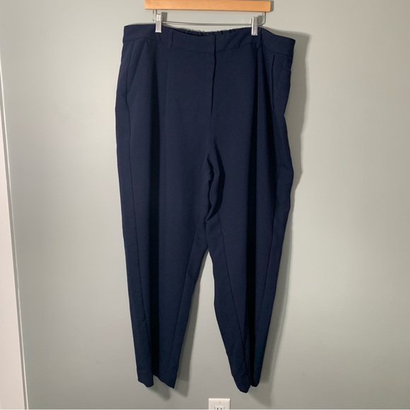Old Navy dark blue extra high rise taylor wide leg trouser pull on elastic waist - Picture 2 of 12